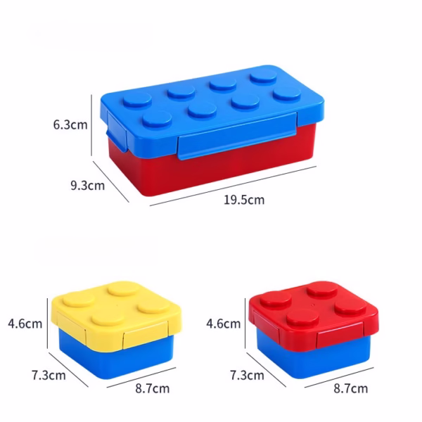 Set caserole pentru pranz interactive, Flippy, cuburi de construit, plastic, multicolor - imagine 5