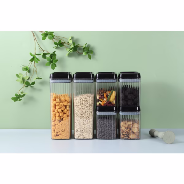 Set 4 Recipiente din Plastic, Flippy, pentru Alimente/Obiecte, Inchidere Ermetica, Textura Ondulata, 4 x 3.3 l, Transparent - imagine 7