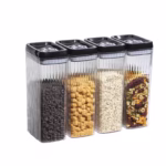 Set 4 Recipiente din Plastic, Flippy, pentru Alimente/Obiecte, Inchidere Ermetica, Textura Ondulata, 4 x 3.3 l, Transparent