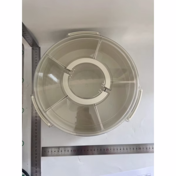 Cutie de Depozitare pentru Alimente, Flippy, cu 6 Compartimente, pentru Condimente, Fructe, Legume, cu Manere de Prindere, Rotativa 360 de Grade, Inchidere Ermetica, 32x8 cm, Alba - imagine 2