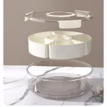 Cutie de Depozitare pentru Alimente, Flippy, cu 6 Compartimente, pentru Condimente, Fructe, Legume, cu Manere de Prindere, Rotativa 360 de Grade, Inchidere Ermetica, 32x8 cm, Alba - imagine 5