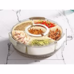 Cutie de Depozitare pentru Alimente, Flippy, cu 6 Compartimente, pentru Condimente, Fructe, Legume, cu Manere de Prindere, Rotativa 360 de Grade, Inchidere Ermetica, 32x10 cm, Alba - imagine 3