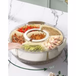 Cutie de Depozitare pentru Alimente, Flippy, cu 6 Compartimente, pentru Condimente, Fructe, Legume, cu Manere de Prindere, Rotativa 360 de Grade, Inchidere Ermetica, 32x10 cm, Alba - imagine 5