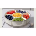 Cutie de Depozitare pentru Alimente, Flippy, cu 6 Compartimente, pentru Condimente, Fructe, Legume, cu Manere de Prindere, Rotativa 360 de Grade, Inchidere Ermetica, 32x10 cm, Alba - imagine 7