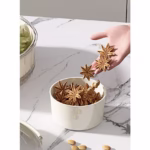 Cutie de Depozitare pentru Alimente, Flippy, cu 6 Compartimente, pentru Condimente, Fructe, Legume, cu Manere de Prindere, Rotativa 360 de Grade, Inchidere Ermetica, 32x10 cm, Alba - imagine 16