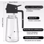 Recipient Ulei, Flippy, 2in1, Functie Spray/Turnare, din Sticla, 470 ml, Fara Scurgere, Negru - imagine 3