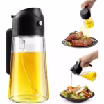 Recipient Ulei, Flippy, 2in1, Functie Spray/Turnare, din Sticla, 470 ml, Fara Scurgere, Negru - imagine 4