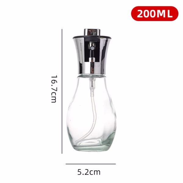 Sticla de ulei cu Pulverizator, Flippy, Sticla pentru Lichide de Bucatarie, Otet, Sos, 16.7 x 5.2 cm, Volum 200 ml, Silver - imagine 2