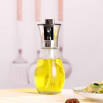 Sticla de ulei cu Pulverizator, Flippy, Sticla pentru Lichide de Bucatarie, Otet, Sos, 16.7 x 5.2 cm, Volum 200 ml, Silver - imagine 3