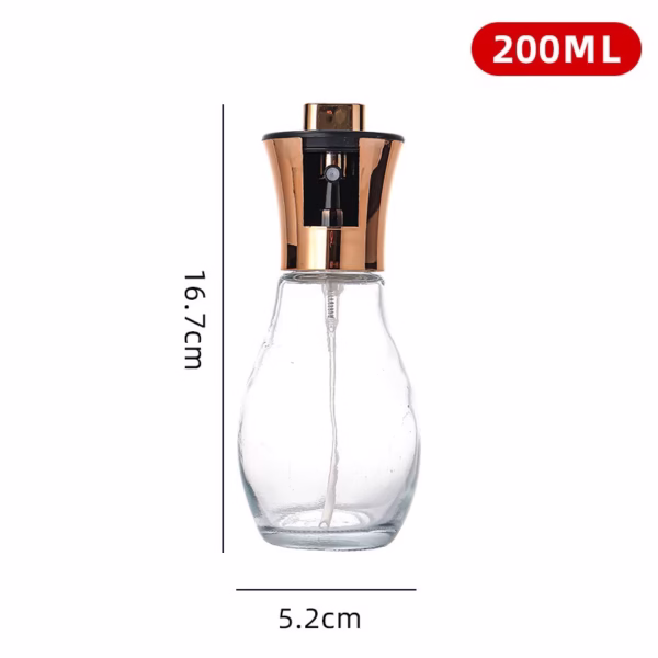 Sticla de ulei cu Pulverizator, Flippy, Sticla pentru Lichide de Bucatarie, Otet, Sos, 16.7 x 5.2 cm, Volum 200 ml, Roz Gold - imagine 2
