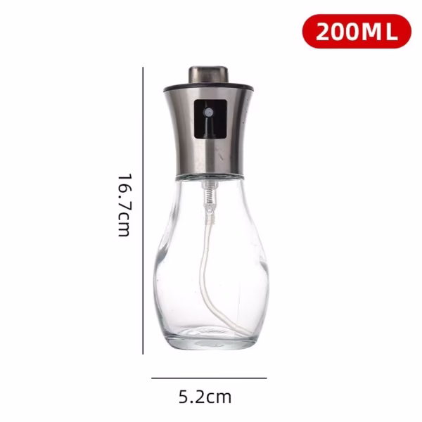 Sticla de ulei cu Pulverizator, Flippy, Sticla pentru Lichide de Bucatarie, Otet, Sos, 16.7 x 5.2 cm, Volum 200 ml, Gri - imagine 2