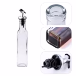 Sticla de Ulei de Masline, Flippy, Sticla etansa pentru Lichide de Bucatarie, Sticla pentru Uleiuri, Sosuri, Otet, Capac din Inox Dozator, 19.5 x 4.8 cm, volum 150 ml, Transparent  - imagine 2