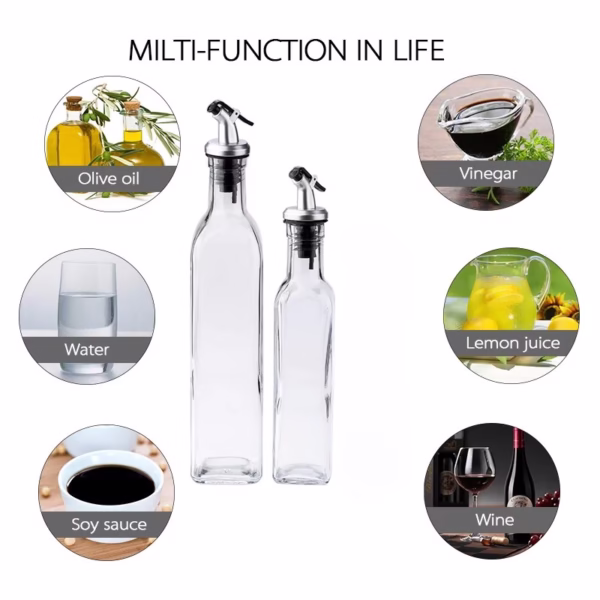 Sticla de Ulei de Masline, Flippy, Sticla etansa pentru Lichide de Bucatarie, Sticla pentru Uleiuri, Sosuri, Otet, Capac din Inox Dozator, 19.5 x 4.8 cm, volum 150 ml, Transparent  - imagine 5