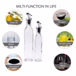Sticla de Ulei de Masline, Flippy, Sticla etansa pentru Lichide de Bucatarie, Sticla pentru Uleiuri, Sosuri, Otet, Capac din Inox Dozator, 30 x 6 cm, volum 500 ml, Transparent  - imagine 5