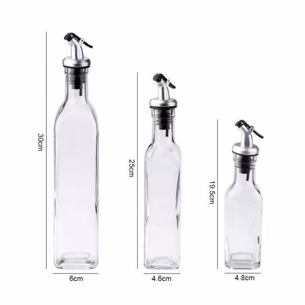 Sticla de Ulei de Masline, Flippy, Sticla etansa pentru Lichide de Bucatarie, Sticla pentru Uleiuri, Sosuri, Otet, Capac din Inox Dozator, 30 x 6 cm, volum 500 ml, Transparent  - imagine 6