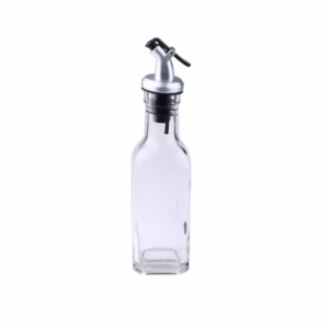 Sticla de Ulei de Masline, Flippy, Sticla etansa pentru Lichide de Bucatarie, Sticla pentru Uleiuri, Sosuri, Otet, Capac din Inox Dozator, 19.5 x 4.8 cm, volum 150 ml, Transparent 
