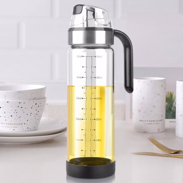 Sticla de ulei etansa cu deschidere inchidere, Flippy, Dispenser de ulei de bucatarie, Sos de soia, Otet, 500 ml, Transparent - imagine 2