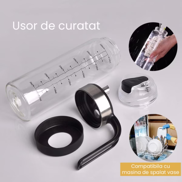 Sticla de ulei etansa cu deschidere inchidere, Flippy, Dispenser de ulei de bucatarie, Sos de soia, Otet, 500 ml, Transparent - imagine 3
