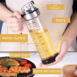 Sticla de ulei etansa cu deschidere inchidere, Flippy, Dispenser de ulei de bucatarie, Sos de soia, Otet, 500 ml, Transparent - imagine 4