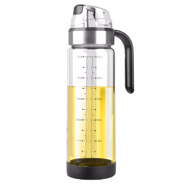 Sticla de ulei etansa cu deschidere inchidere, Flippy, Dispenser de ulei de bucatarie, Sos de soia, Otet, 500 ml, Transparent - imagine 1