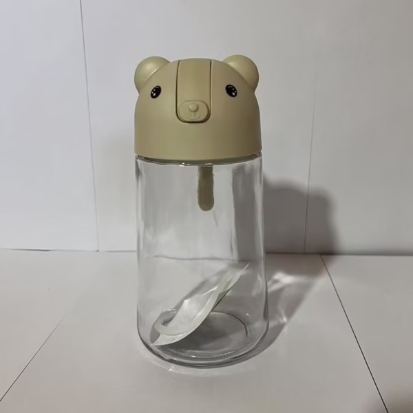 Recipient de ulei, Flippy, Model Ursulet, Sticla pentru Lichide de Bucatarie, Inchidere Deschidere Automata, 18.5 x 13 cm, Volum 630 ml, Bej - imagine 4