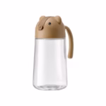 Recipient de ulei, Flippy, Model Ursulet, Sticla pentru Lichide de Bucatarie, Inchidere Deschidere Automata, 18.5 x 13 cm, Volum 630 ml, Maro
