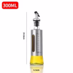 Sticla de ulei, Flippy, Sticla de Ulei din Otel Inoxidabil, Sticla pentru Lichide de Bucatarie, Sticla pentru Lichide de Gatit, 24.8 x 6.5 cm, volum 300 ml, Gri Transparent - imagine 2