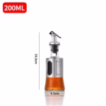 Sticla de ulei, Flippy, Sticla de Ulei din Otel Inoxidabil, Sticla pentru Lichide de Bucatarie, Sticla pentru Lichide de Gatit, 19 x 6.5 cm, volum 200 ml, Gri Transparent - imagine 3