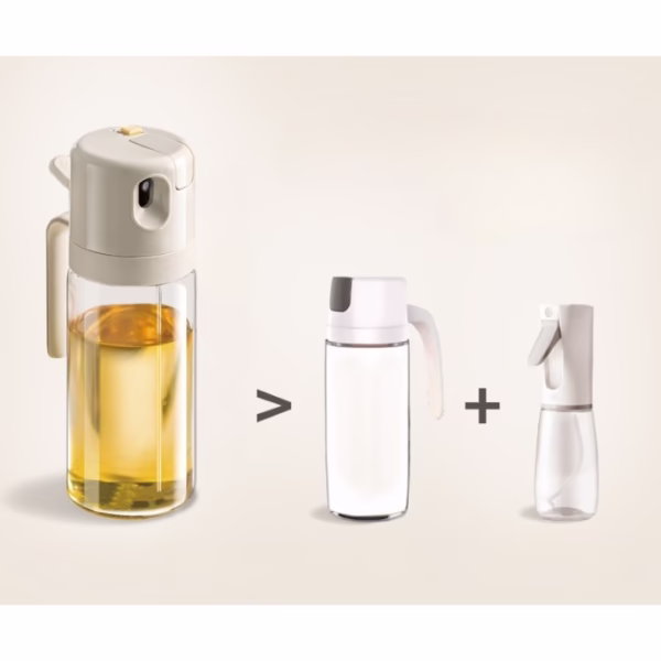 Dispenser pentru Ulei, Flippy, prin Curgere si Pulverizare, Deschidere si Inchidere Automata a Rezervorul, 550mL, 11.4x7.8x22.8cm, Gri - imagine 5