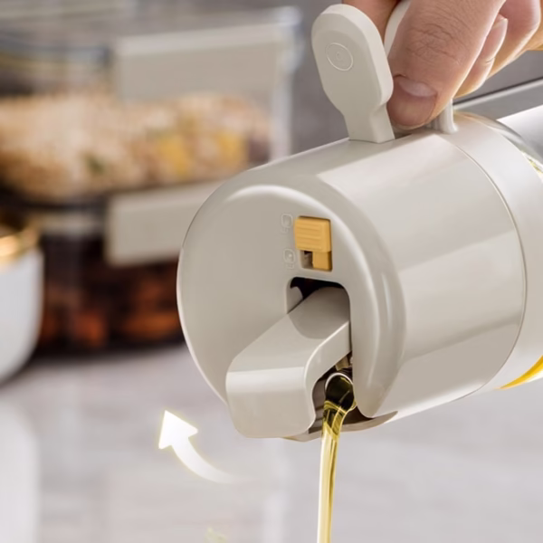 Dispenser pentru Ulei, Flippy, prin Curgere si Pulverizare, Deschidere si Inchidere Automata a Rezervorul, 550mL, 11.4x7.8x22.8cm, Gri - imagine 9