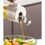 Dispenser pentru Ulei, Flippy, Deschidere si Inchidere Automata a Rezervorul, cu Inductie Gravitationala, 550 ml, 12x7.6x20.5 cm, Alb - imagine 5