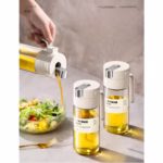 Dispenser pentru Ulei, Flippy, Deschidere si Inchidere Automata a Rezervorul, cu Inductie Gravitationala, 550 ml, 12x7.6x20.5 cm, Alb - imagine 9