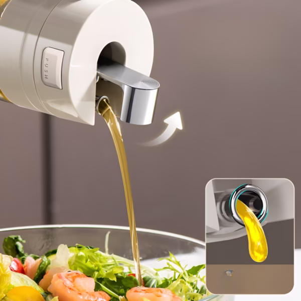 Dispenser pentru Ulei, Flippy, Deschidere si Inchidere Automata a Rezervorul, cu Inductie Gravitationala, 550 ml, 12x7.6x20.5 cm, Alb - imagine 10