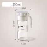 Dispenser pentru Ulei, Flippy, Deschidere si Inchidere Automata a Rezervorul, cu Inductie Gravitationala, 550 ml, 12x7.6x20.5 cm, Alb - imagine 13