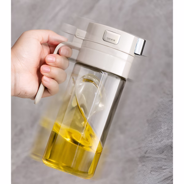 Dispenser pentru Ulei, Flippy, Deschidere si Inchidere Automata a Rezervorul, cu Inductie Gravitationala, 550 ml, 12x7.6x20.5 cm, Alb - imagine 15