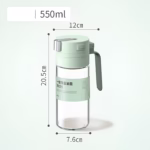 Dispenser pentru Ulei, Flippy, Deschidere si Inchidere Automata a Rezervorul, cu Inductie Gravitationala, 550 ml, 12x7.6x20.5 cm, Verde - imagine 7