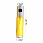 Sticla Pulverizator pentru Bucatariei, Flippy, Spray pentru Gratar, din Sticla cu Capac din Inox, 18 x 4.2 cm, volum 100 ml, Trasnparenta cu Capac Gri - imagine 2