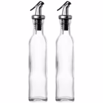 Sticle si Borcane de Ulei de Masline, Flippy, Dozator Set 4 Bucati, 2 Sticle cu Dispenser 500 ml/buc, 2 Borcane pentru Condimente cu Capac si Lingura 120ml/buc, Transparent - imagine 3
