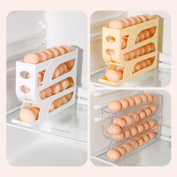 Suport Organizator pentru Oua, Flippy, pentru Frigiderul, Patru straturi,  32x20x7 cm, Transparent - imagine 4