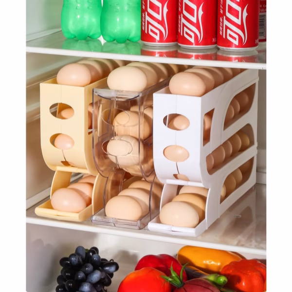 Suport Organizator pentru Oua, Flippy, pentru Frigiderul, Patru straturi,  32x20x7 cm, Transparent - imagine 5