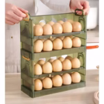 Suport Organizator pentru Oua, Flippy, pentru Frigider, Verde transparent, Capacitate 20 oua, Doua straturi, cu Data de Expirare, 25.5x10x17 cm - imagine 3