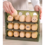 Suport Organizator pentru Oua, Flippy, pentru Frigider, Verde transparent, Capacitate 30 oua, Trei straturi, cu Data de Expirare, 25.5x10x23 cm - imagine 5