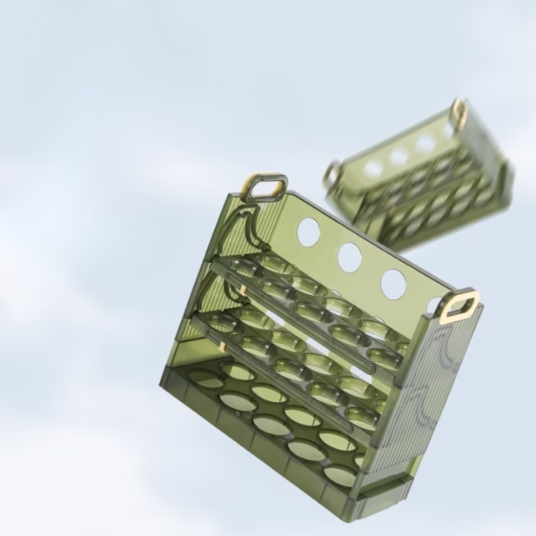 Suport Organizator pentru Oua, Flippy, pentru Frigider, Verde transparent, Capacitate 30 oua, Trei straturi, cu Data de Expirare, 25.5x10x23 cm - imagine 9