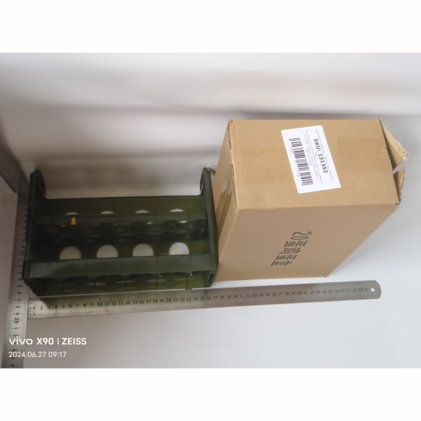Suport - Organizator pentru Oua in Frigider, Flippy, pentru 20 de oua in 2 Straturi, din Plastic 25.5 x 10 x 17 cm, Verde Transparent - imagine 4