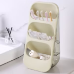 Suport - Organizator pentru Tacamuri, Flippy, 3 Compartimente, Suport pentru Cosmetica, Ustensile, Material PP Durabil, 33 x 16 x 15 cm Verde - imagine 5