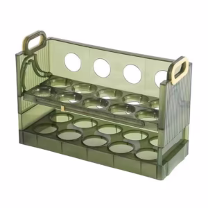 Suport - Organizator pentru Oua in Frigider, Flippy, pentru 20 de oua in 2 Straturi, din Plastic 25.5 x 10 x 17 cm, Verde Transparent