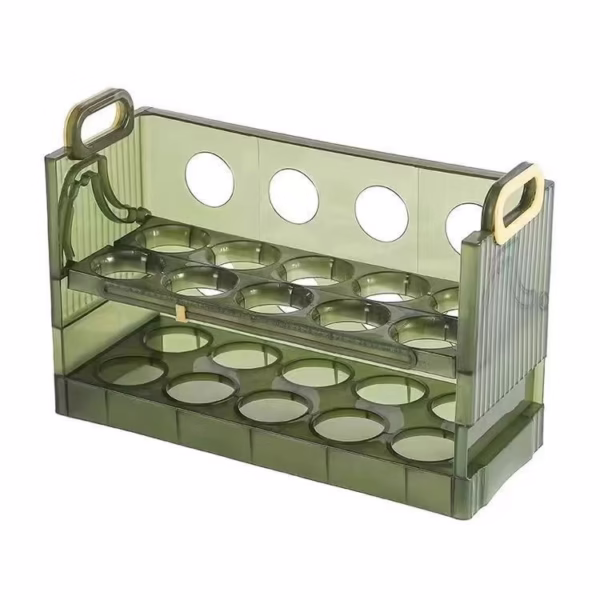 Suport - Organizator pentru Oua in Frigider, Flippy, pentru 20 de oua in 2 Straturi, din Plastic 25.5 x 10 x 17 cm, Verde Transparent - imagine 1