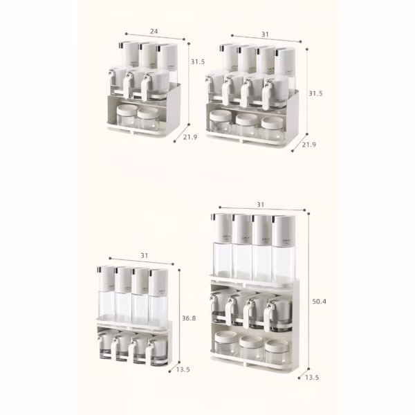 Suport pentru Depozitare Condimente, Ulei, Otet, Flippy, Montare pe Perete din 9 Piese, Uz Casnic, pentru Bucatarie, 24 x 21.9 x 31.5cm, Alb - imagine 6
