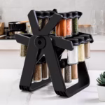 Suport Pentru Condimente Rotativ, Flippy, Multifunctional, Pivotant 360°, Portabil, Usor de Montat, 34x23 cm, ABS/Sticla, Negru - imagine 9