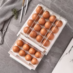 Suport pentru Oua, Flippy, Strat Dublu, Capacitate 32 de Oua,  23.5x21.5 cm, din Plastic, Alb - imagine 3